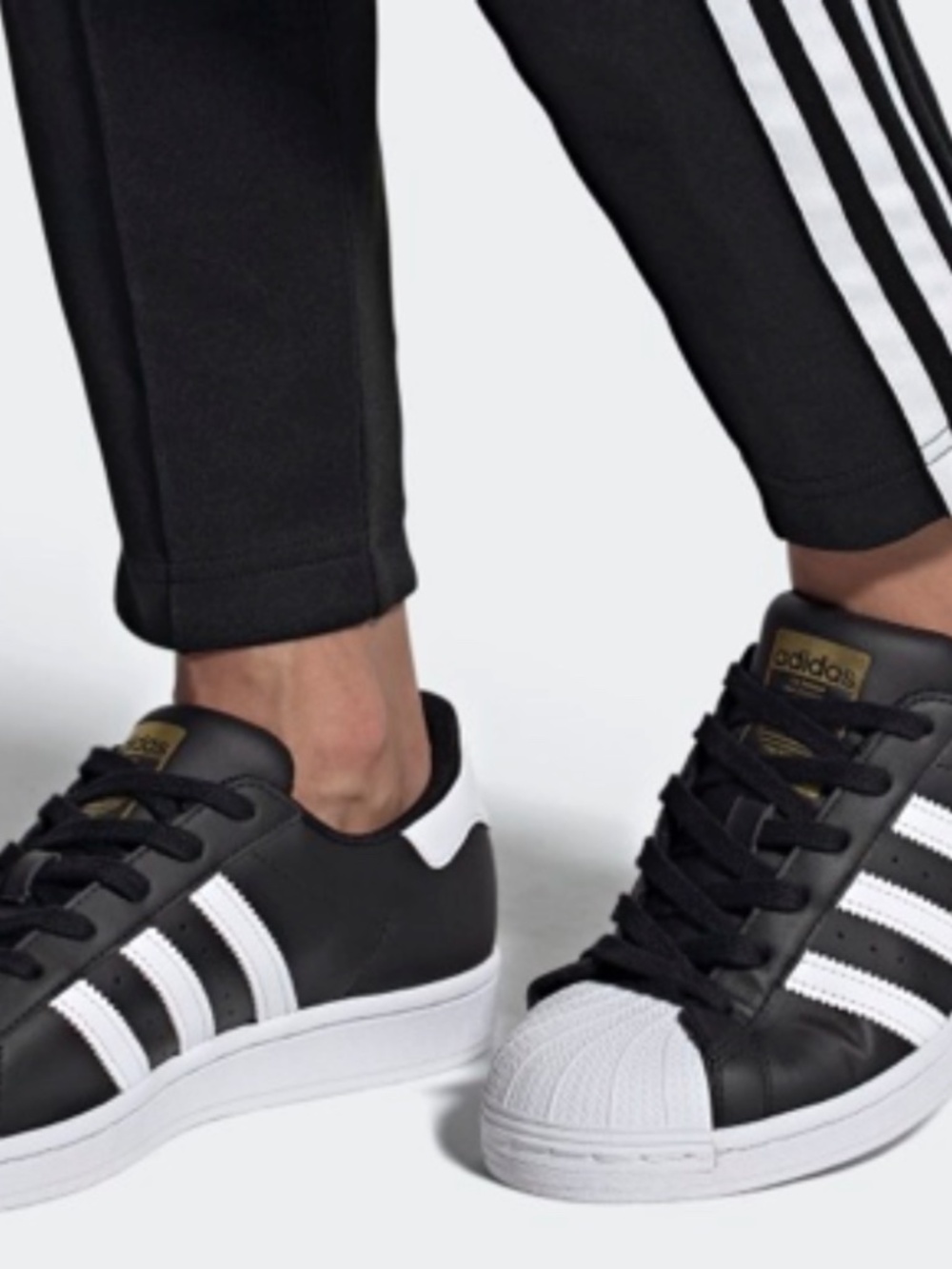 Adidas Women's Superstar Sneakers Core Black Cloud White Lace-Up Shoes 9.5